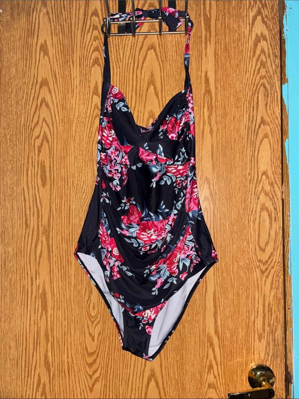 Floral Black & Pink One-Piece Swimsuit